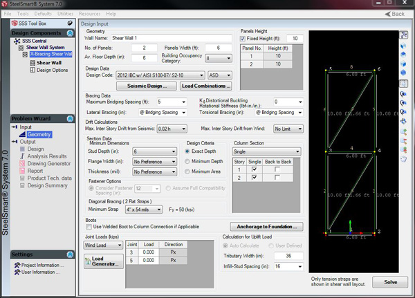 SteelSmart System - Light Steel Framing Design Software - X-Braced Shear Wall Design Module