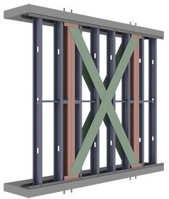 StiffWall X-Braced Shear Wall - Color Coded Components