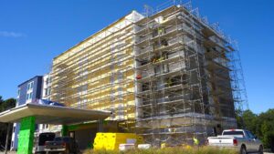 Exterior of hotel built with cold-formed steel studs